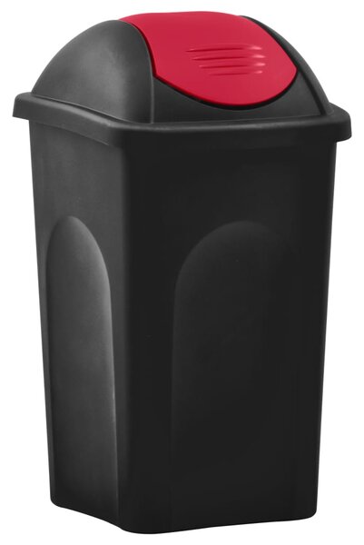 Odpadkový kôš s otočným vekom 60l čierno-červený