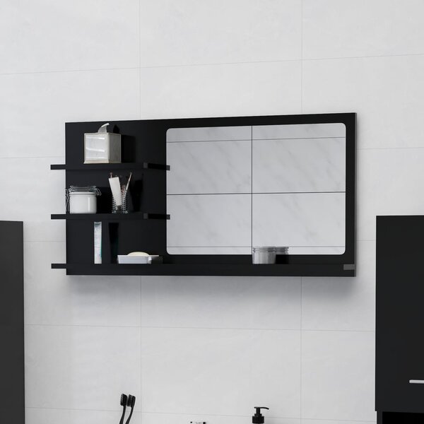 Kúpeľňové zrkadlo, čierne 90x10,5x45 cm, drevotrieska
