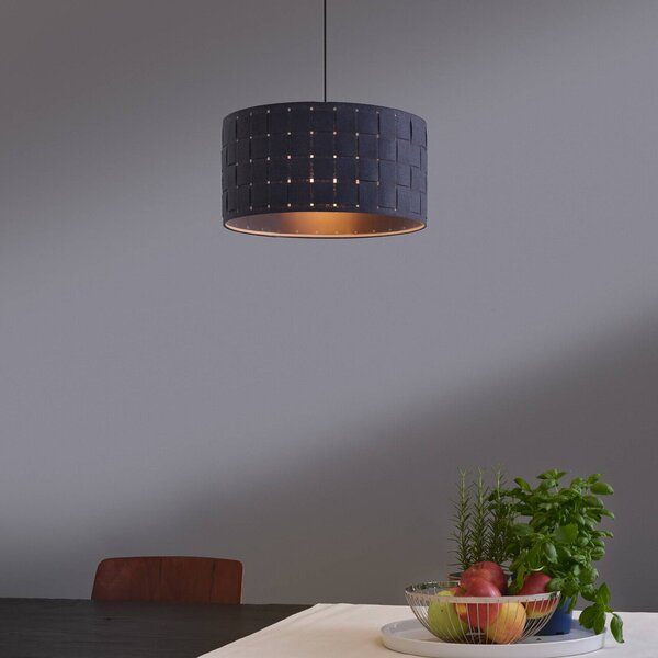 OSRAM závesné svietidlo Decor Felt Weaving, Ø 38 cm, sivá, plsť E27, Hliník / sivá / zinok, Obývacia izba / jedáleň, Textil / látka / hodváb, Závesné svietidlo