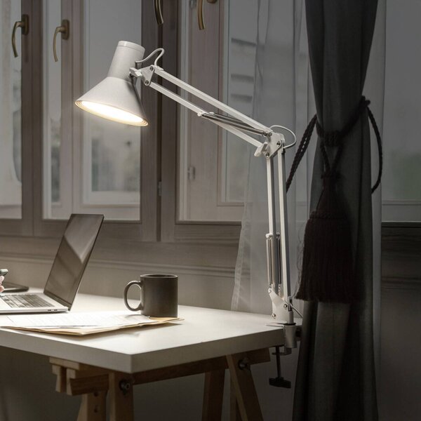 OSRAM LED svietidlo Office Line Desk Retro, biele, 3 000 K, Biela / opálová, Pracovňa / Kancelária, kov, Lampa s klipom/do zásuvky