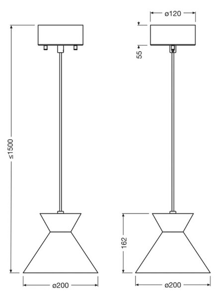 OSRAM závesné svietidlo Decor Waist, oceľ, čierne, E27, Čierna, Obývacia izba / jedáleň, kov, Moderný, Závesné svietidlo