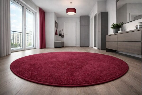 Vopi , Kusový koberec Eton vínovo červený kruh, 400x400 (priemer) kruh, červená, chodba / predsieň