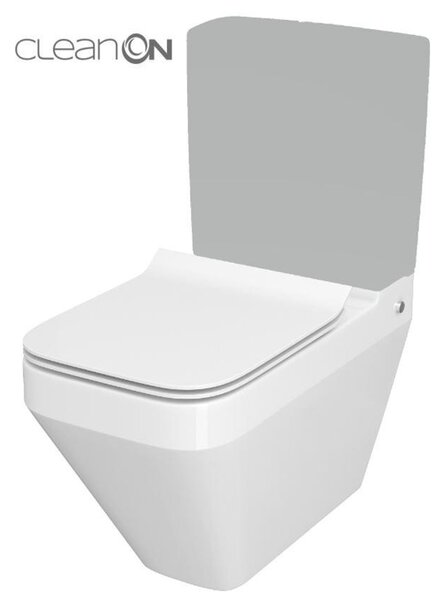 Cersanit Crea Clean On, hranatá kombi misa vrátane Slim sedátka z duroplastu, biela, K114-022