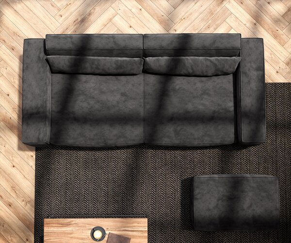 DELIFE Veľká pohovka Sirpio 230x95 cm mikrovlákno čierna s taburetom
