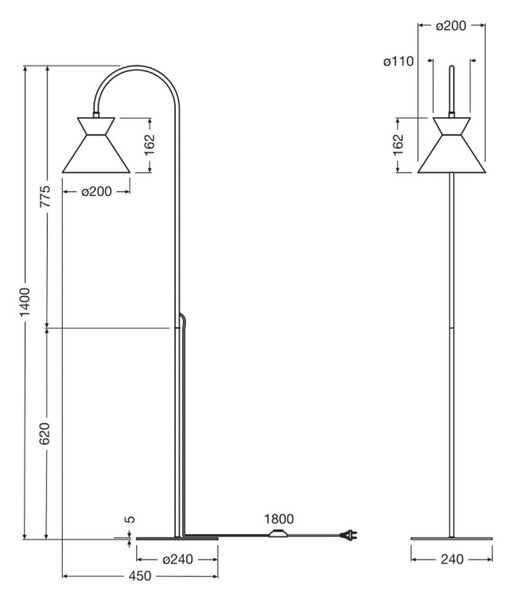 OSRAM Stojacia lampa Decor Waist, oceľ, čierne, E27, Čierna, Obývacia izba / jedáleň, kov, Moderný, Stojaca lampa