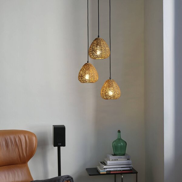 OSRAM závesné svietidlo Decor Paper Drop, 3-pl. okrúhla, béžová, E27, Hnedá / hrdzavá, Obývacia izba / jedáleň, Papier / lunolit / lunopal, Vidiecky / Rustikálny, Závesné svietidlo