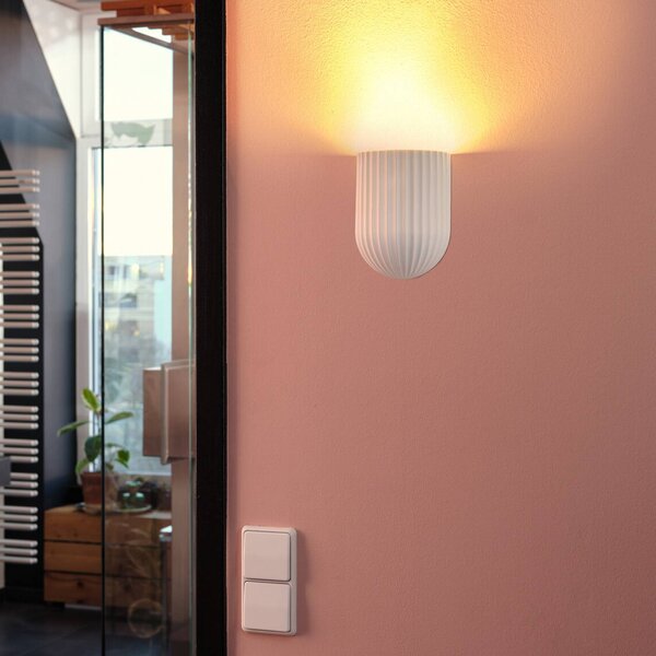 OSRAM nástenné svetlo Decor Plaster Routes, biele, sadra, GU10, Biela / opálová, Obývacia izba / jedáleň, Sadra / hlina, Nástenné svietidlo