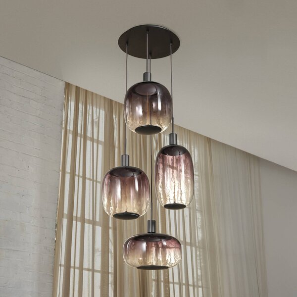OSRAM závesné svietidlo Decor Needle Plate, sivá, oceľ, 4-pl., E27, Hliník / sivá / zinok, Obývacia izba / jedáleň, kov, Moderný, Závesné svietidlo
