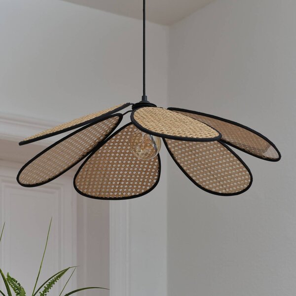 OSRAM závesné svietidlo Decor Rattan Daisy, Ø 69 cm, béžové, E27, Krémová / jantárovo žltá, Obývacia izba / jedáleň, Drevo, Stredomorský, Závesné svietidlo
