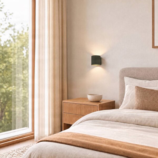 SOLLUX LIGHTING Nástenné svetlo Aura, olivovo zelená, Ø 10 cm, G9, smer svetla nahor/nadol,, Zelená, Chodba, Hliník, Moderný, Nástenné svietidlo