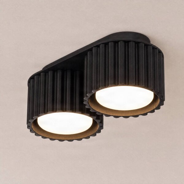 SOLLUX LIGHTING Stropné svietidlo Aura 2, čierne, 2-pl., dĺžka 21 cm, GX53, Čierna, Chodba, Hliník, Moderný, Stropné svetlo