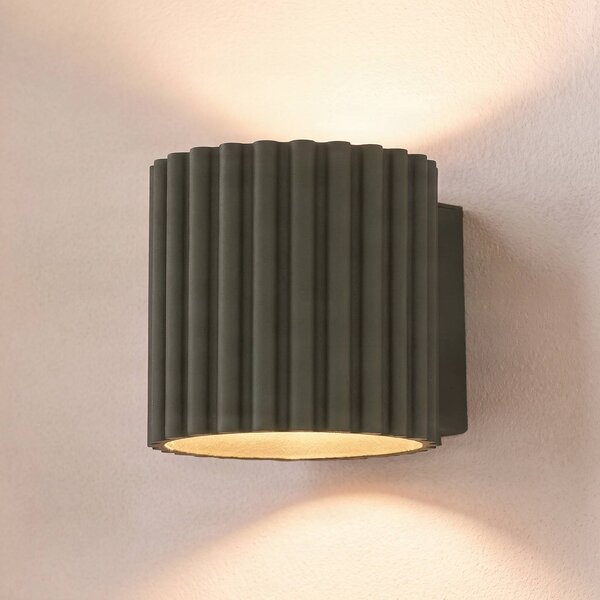 SOLLUX LIGHTING Nástenné svetlo Aura, olivovo zelená, Ø 10 cm, G9, smer svetla nahor/nadol,, Zelená, Chodba, Hliník, Moderný, Nástenné svietidlo