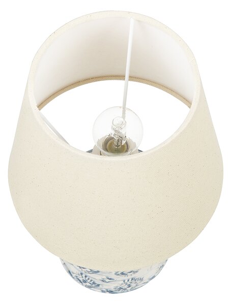 Stolná lampa modrá béžová keramický podstavec látkové tienidlo 35 cm nočná lampa moderný tradičný štýl obývačka spálňa