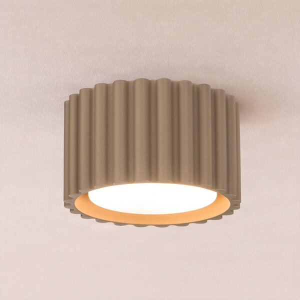 SOLLUX LIGHTING Stropné svietidlo Aura 1, farba taupe, 1-pl. žiarovka, Ø 10 cm, GX53, Hliník / sivá / zinok, Chodba, Hliník, Moderný, Závesné svietidlo