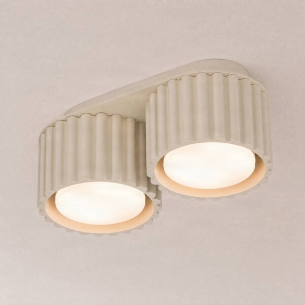 SOLLUX LIGHTING Stropné svietidlo Aura 2, béžové, 2-pl., dĺžka 21 cm, GX53, Krémová / jantárovo žltá, Chodba, Hliník, Moderný, Stropné svetlo