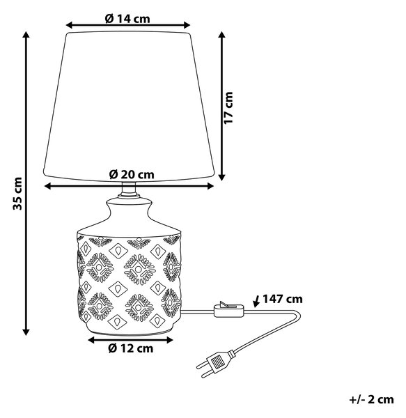 Stolná lampa modrá béžová keramický podstavec látkové tienidlo 35 cm nočná lampa moderný tradičný štýl obývačka spálňa