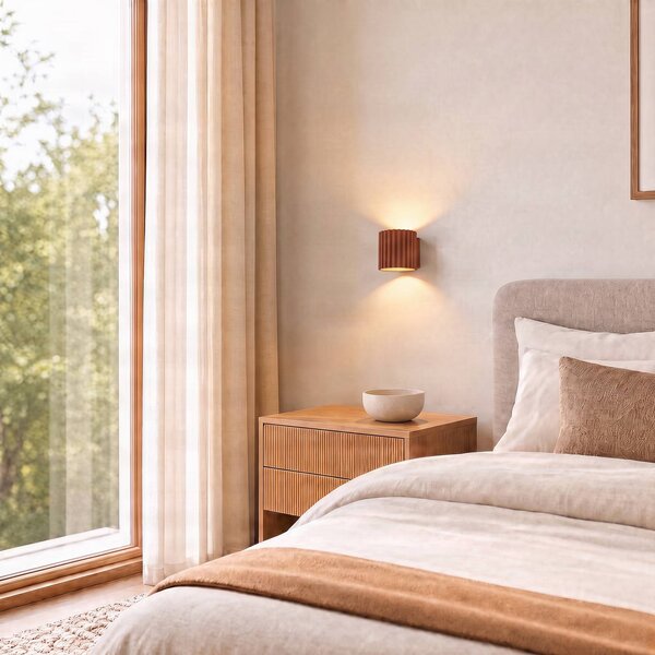 SOLLUX LIGHTING Nástenné svetlo Aura, terakota, Ø 10 cm, G9, smer svetla nahor/nadol, hliník, Terakota, Chodba, Hliník, Moderný, Nástenné svietidlo