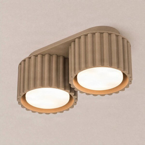 SOLLUX LIGHTING Stropné svietidlo Aura 2, farba taupe, 2-pl., dĺžka 21 cm, GX53, Hliník / sivá / zinok, Chodba, Hliník, Moderný, Stropné svetlo