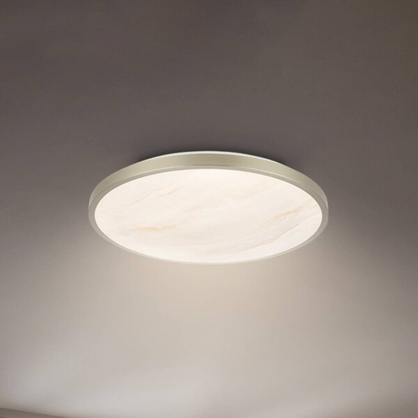 Briloner Stropné LED svetlo Competo, 3 000 K, Ø 33 cm, matný nikl, Krémová / jantárovo žltá, Pracovňa / Kancelária, Plast, Moderný, Závesné svietidlo