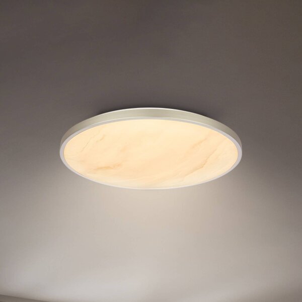 Briloner Stropné LED svetlo Competo, Ø 38 cm, matný nikl, Krémová / jantárovo žltá, Pracovňa / Kancelária, Plast, Moderný, Závesné svietidlo