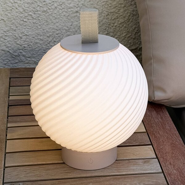 Briloner Stolová LED lampa na akumulátor Brilo unplugged Globe, béžová/biela, IP44, Krémová / jantárovo žltá, Chodba, Plast, Moderný, Stolová lampa
