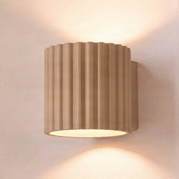 SOLLUX LIGHTING Nástenné svetlo Aura, farba taupe, Ø 10 cm, G9, smer svetla nahor/nadol, hliník, Hliník / sivá / zinok, Chodba, Hliník, Moderný, Nástenné svietidlo
