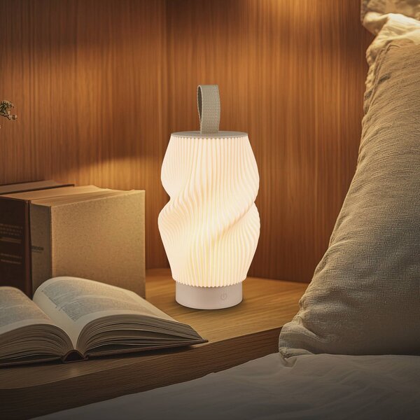 Briloner Stolová LED lampa Brilo unplugged Tubi s akumulátorom, béžová/biela, IP44, Krémová / jantárovo žltá, Spálňa, Plast, Moderný, Stolová lampa