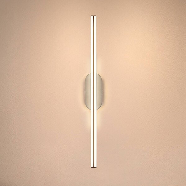 Briloner LED nástenné svetlo Ruth, svetlosivá/hnedá, výška 60 cm, 3 000 K, Hliník / sivá / zinok, Chodba, kov, Moderný