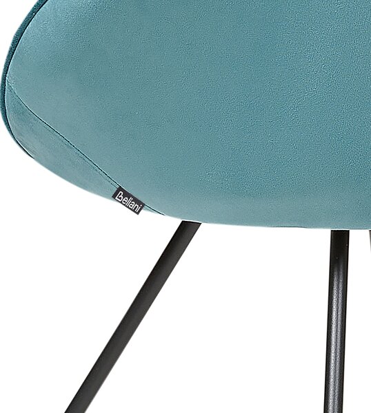 Dizajnové kreslo svetlomodré zamatové čalúnenie okrúhle sedadlo retro minimalistický dizajn