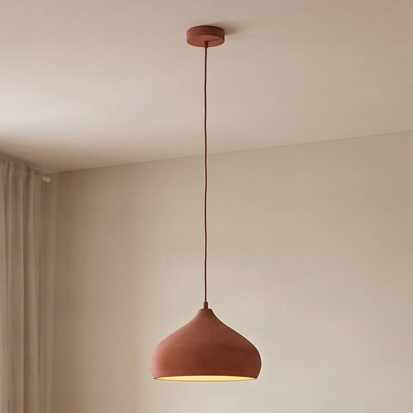 Lindby Terakotová závesná lampa Fiona, Terakota, Obývacia izba / jedáleň, Betón, Stredomorský, Závesné svietidlo