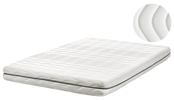 Matrac z pamäťovej peny biely so sivou polyester 140 x 200 cm na dvojlôžkovú posteľ so snímateľným poťahom
