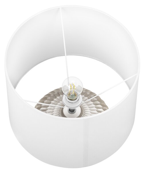 Stolná lampa zlatá biela okrúhly keramický podstavec 51 cm látkové tienidlo nočná lampa moderný štýl obývačka spálňa