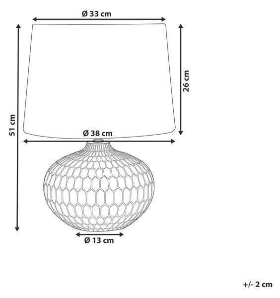 Stolná lampa zlatá biela okrúhly keramický podstavec 51 cm látkové tienidlo nočná lampa moderný štýl obývačka spálňa