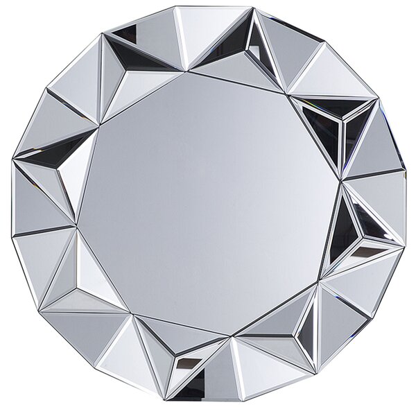 Nástenné zrkadlo dekorácia ø 70 cm strieborné moderné luxusné