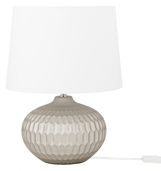Stolná lampa zlatá biela okrúhly keramický podstavec 51 cm látkové tienidlo nočná lampa moderný štýl obývačka spálňa