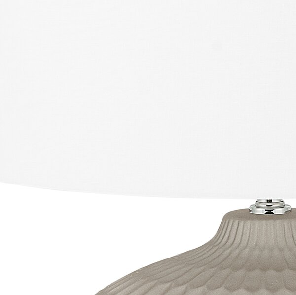 Stolná lampa zlatá biela okrúhly keramický podstavec 51 cm látkové tienidlo nočná lampa moderný štýl obývačka spálňa