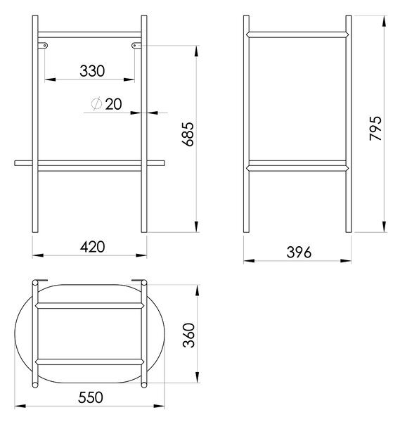 Sapho Sapho, kúpeľňový set PUNO 60, čierna matná, KSET-035