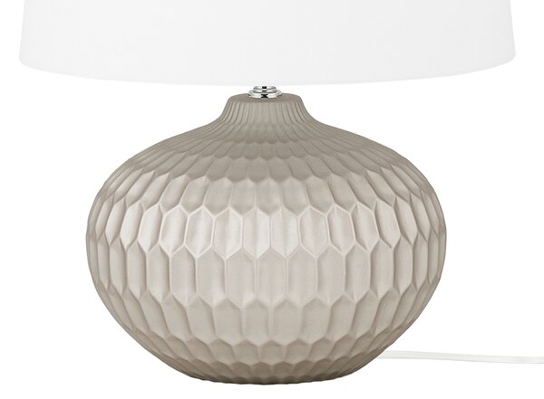 Stolná lampa zlatá biela okrúhly keramický podstavec 51 cm látkové tienidlo nočná lampa moderný štýl obývačka spálňa