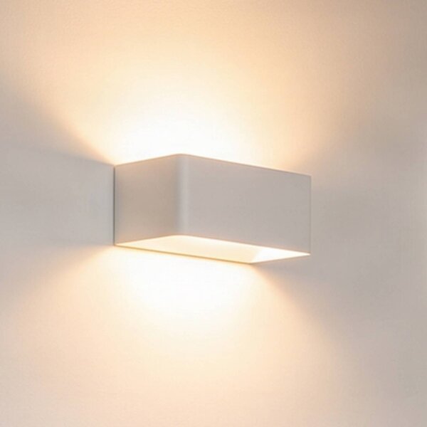 Arcchio LED nástenné svietidlo Karam, 20 cm, biele, kov, hore/dole, Biela / opálová, Obývacia izba / jedáleň, Hliník, Moderný, Nástenné svietidlo