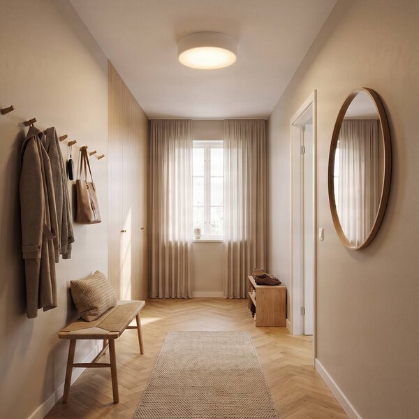 TEMAR LIGHTING Stropné svietidlo Cleo, Ø 30 cm, IP20, biela, kov, E27, Biela / opálová, Obývacia izba / jedáleň, Moderný, Závesné svietidlo