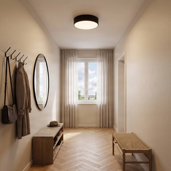 TEMAR LIGHTING Stropné svietidlo Cleo, Ø 30 cm, IP20, čierne, kov, E27, Čierna, Obývacia izba / jedáleň, Moderný, Závesné svietidlo
