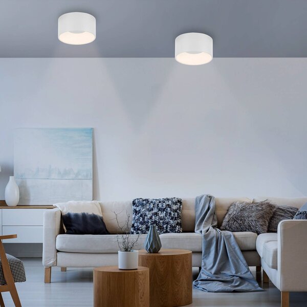 JUST LIGHT. GmbH Stropné LED svietidlo Tanika, biele, Ø 16 cm, stmievateľné, Biela / opálová, Obývacia izba / jedáleň, Keramický, Moderný, Závesné svietidlo