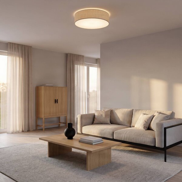 Eko-Light Stropné svietidlo Leano, sivé, plátno, Ø 50 cm, Hliník / sivá / zinok, Obývacia izba / jedáleň, Textil / látka / hodváb, Moderný, Závesné svietidlo