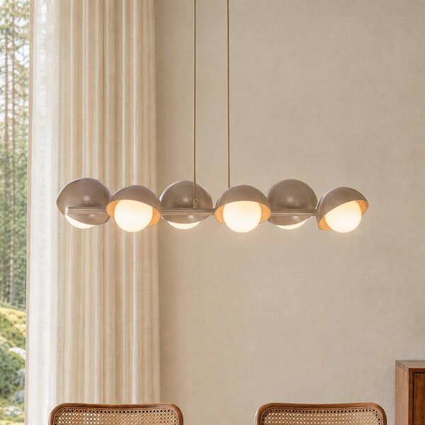 EMIBIG LIGHTING Závesné svietidlo BOOM, béžové, dĺžka 88 cm, 6-pl., kov/sklo, Krémová / jantárovo žltá, Obývacia izba / jedáleň, kov, Moderný, Závesné svietidlo