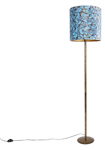 Botanická stojaca lampa zlatá s motýlikovým dizajnovým odtieňom 40 cm - Simplo