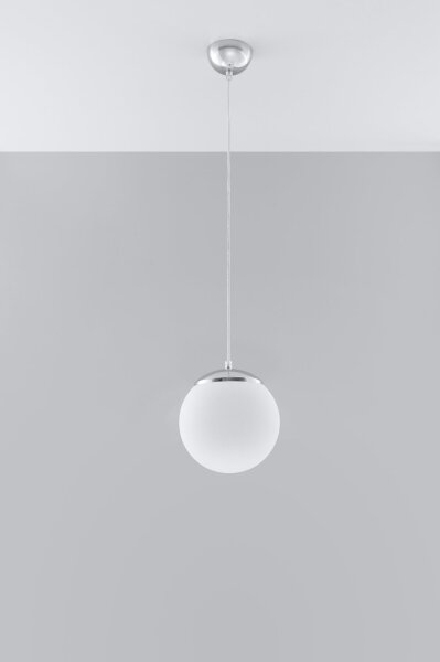 Sollux SL.0263 - Luster na lanku UGO 1xE27/15W/230V pr. 20 cm biela/lesklý chróm