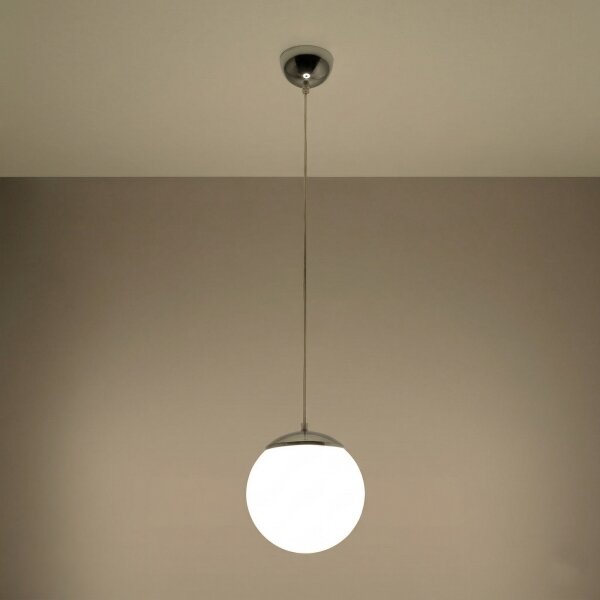 Sollux SL.0263 - Luster na lanku UGO 1xE27/15W/230V pr. 20 cm biela/lesklý chróm