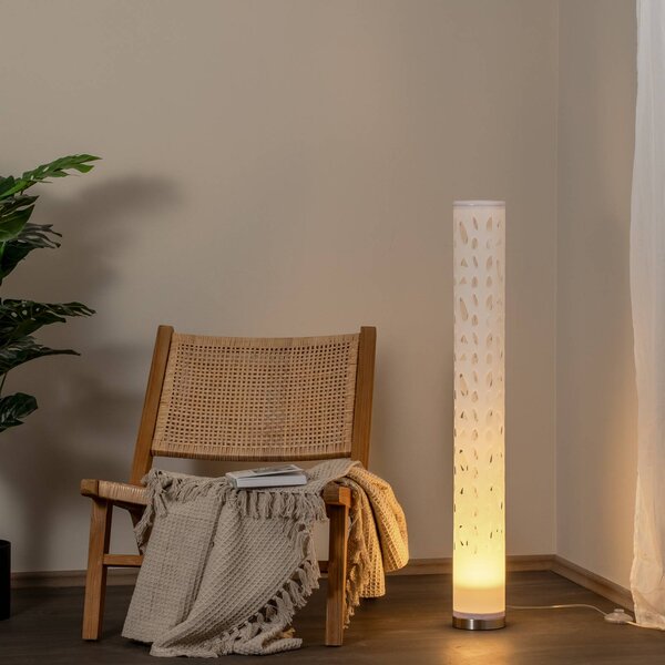 Lindby Stojacia lampa Alisea, 104 cm, biele, GU10, Biela / opálová, Obývacia izba / jedáleň, Plast, Moderný