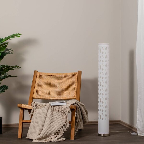 Lindby Stojacia lampa Alisea, 104 cm, biele, GU10, Biela / opálová, Obývacia izba / jedáleň, Plast, Moderný