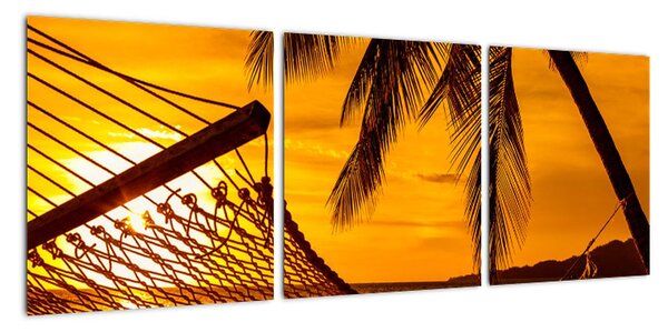 Západ slnka na pláži, obraz (Obraz 90x30cm)
